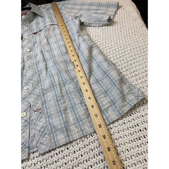 Simms Fishing Products Mens Short Sleeve Button Up Plaid Shirt size Medium Nylon - Picture 7 of 16